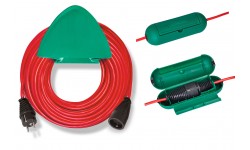 Brennenstuhl Rallonge rouge 40m de câble, avec support mural vert et safe box, Fabrication Française