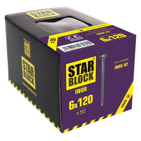 Vis Inox A2 - 6x120 - boîte de 50 STARBLOCK