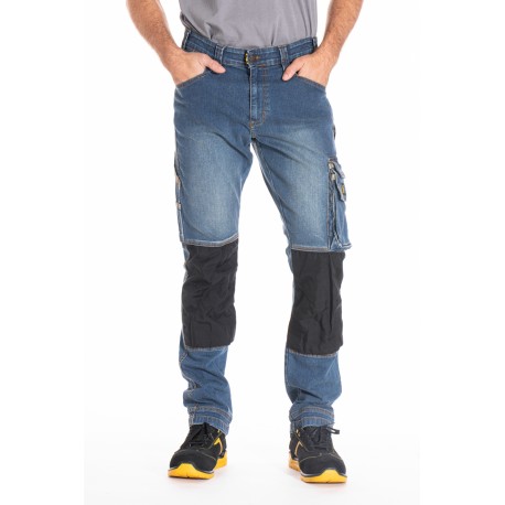 Jeans de travail stretch avec emplacement genouillères JOBPRO stone brossé T.40