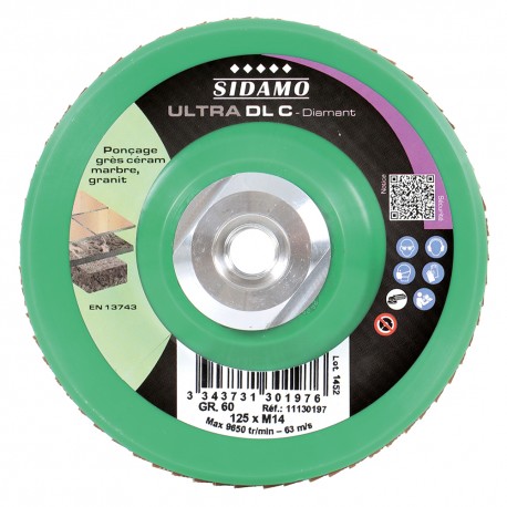 DISQUE DIAMANT A LAMELLES ULTRA DL C - D.125 x M14 GR 60